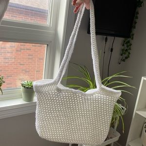 Handmade White Crochet Tote Bag